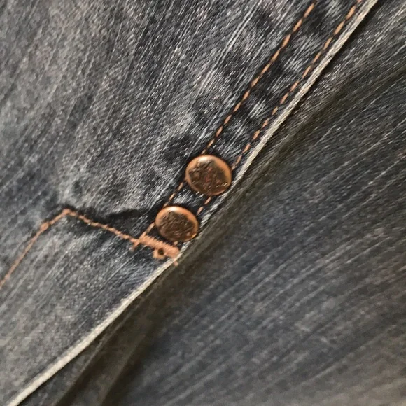 COLORADO womens 8 denim skirt 4 pockets mid blue back split front fly - Picture 8 of 16